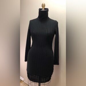 SHEIN Frenchy Turtleneck Ruched Detail Bodycon Dress Winter Party Black